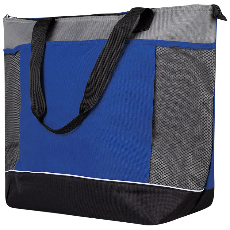 Polyester and nylon mega shopping cooler tote.